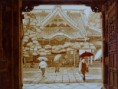 コーヒー画　雨の柴又帝釈天